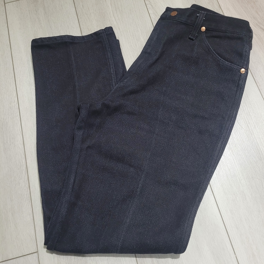 Wrangler Womens Vintage Cowboy Cut Denim Jeans 28 Black Cotton Western High Rise